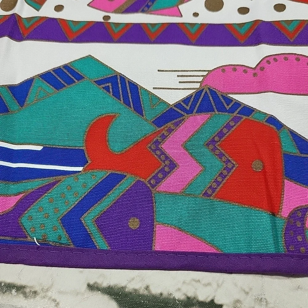 Vintage‎ ALASKA Apron Purple Inuit Arctic Print Bears Eagles 80s NOS